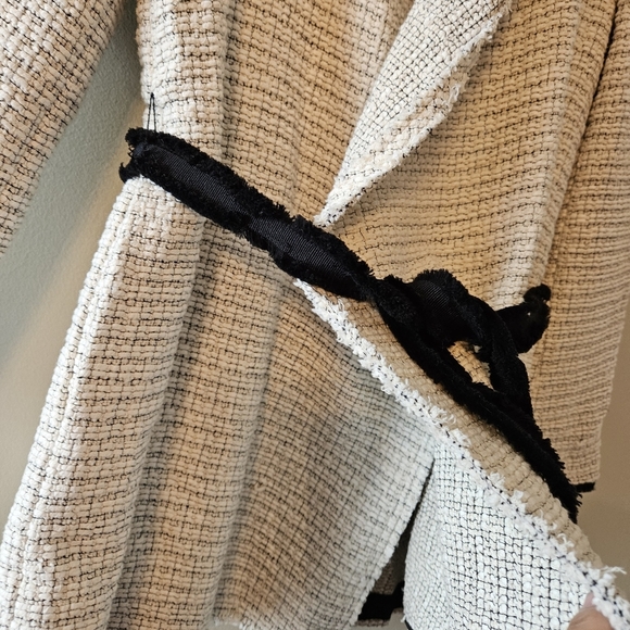 Theory Tweed Relaxed Open Front Pockets Belted Casual Women's Jacket Size XS. - Picture 13 of 15